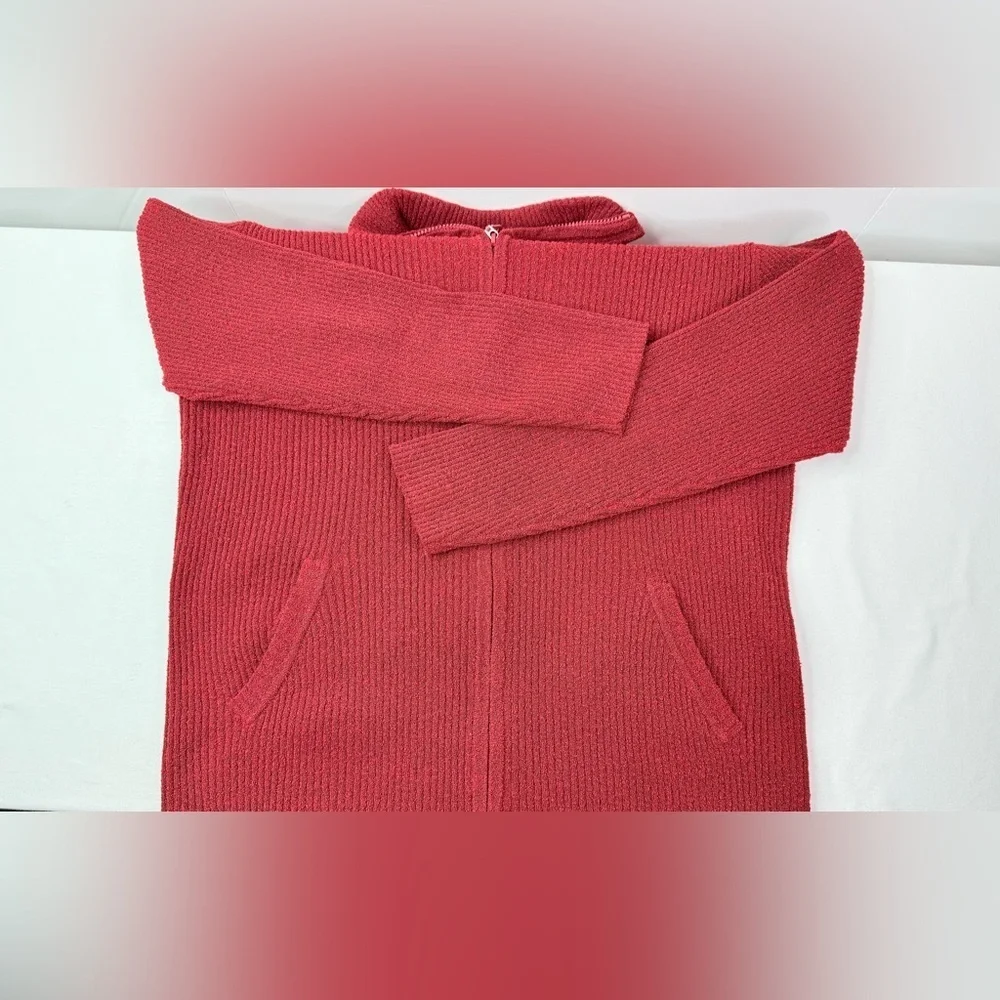 Chico’s Design Red Zipper Front Sweater Pockets Size Large